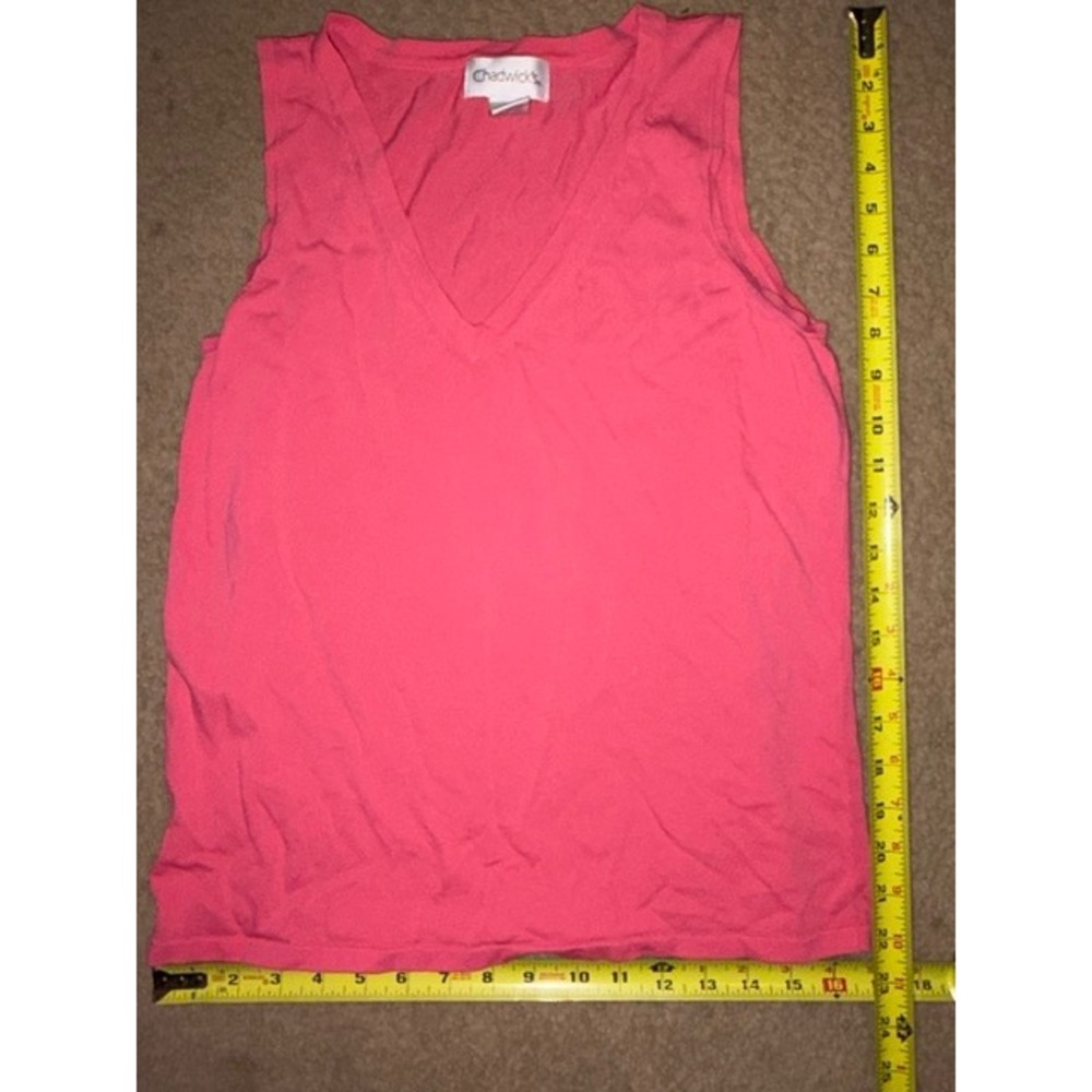 Chadwicks Pink V-Neck Sweater Tank Top Sleeveless Knit Large 56-6310-9 T22-19